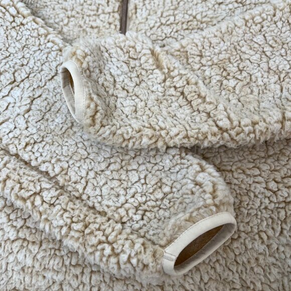 Nordic Fleece The Victoria Sherpa Pullover in Oatmeal Quarter Zip Sweater Large - Picture 7 of 15